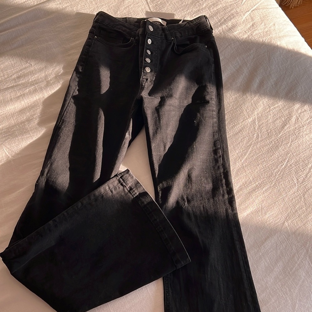 Zara boot cut black jean with open slit in boot cut size 8